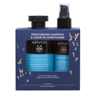 Apivita cofanetto gift idea regalo - shampoo e balsamo idratante leave in conditioner - 2 prodotti