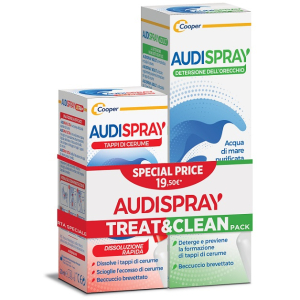 Audispray treat & clean pack spray igiene orecchio e spray dissolvi tappo cerume
