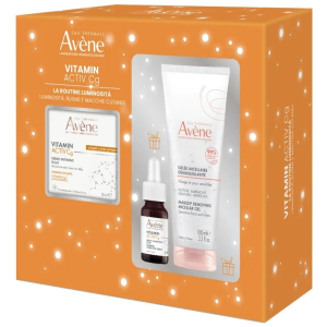 Avène vitamin activ cg routine luminosità cofanetto con crema intensa illuminante 50ml + siero correttore 10ml in omaggio + gel micellare struccante