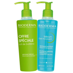 Bioderma sébium gel moussant nettoyant purifiant 2 x 200 ml