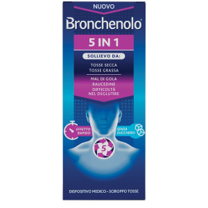 Bronchenolo 5 in 1 sollievo da tosse secca e grassa mal di gola e raucedine sciroppo 120ml