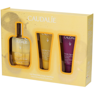 Caudalie cofanetto di natale 2024 olio trattante soleil des vignes - olio corpo 50 ml + gel doccia 30 ml + trattamento corpo 30 ml