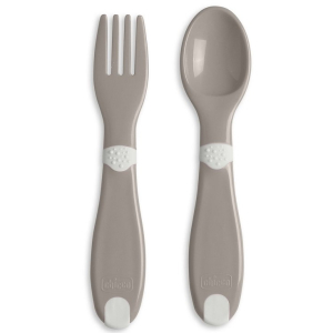 Chicco posatine grigio 12m+ prime forchetta e cucchiaio