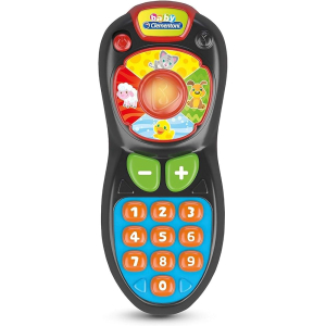 Clementoni baby telecomando new, telecomando giocattolo interattivo, 1 pezzo, insegna numeri, volume e animali