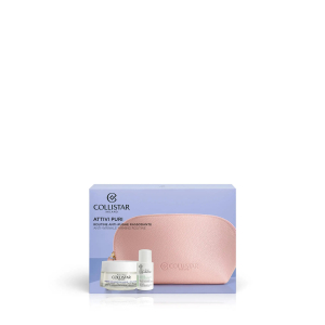 Collistar cofanetto viso attivi puri lozione 15ml  + crema 50ml  + bustina gocce magiche + pochette collistar