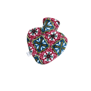 Colors hotbag cuore, borsa per l'acqua calda, 1 litro, multicolor verde e rosso, con tasca laterale