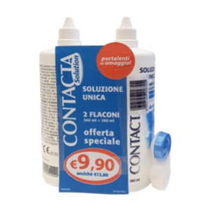 Cerca Prezzi di contacta solution soluzione unica per lenti morbide, disinfezione e idratazione 2x360ml + portalenti e acquista online