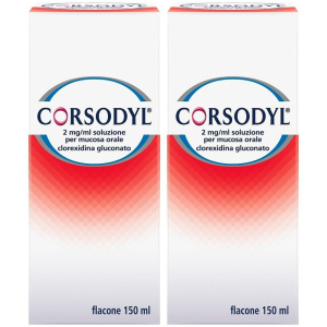 Cerca Prezzi di corsodyl 2 mg/ml soluzione per mucosa orale set da 2x150 ml collutor e acquista online