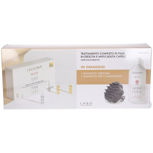 Cerca Prezzi di crescina - mito cofanetto promo ricrescita trattamento completo 1300 uomo 10+10 fiale + shampoo + manipolo in omaggio e acquista online