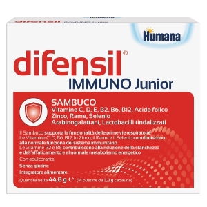 Compra Online Difensil immuno junior integratore per le difese immunitarie e il benessere delle vie respiratorie 14 bustine e Trova il miglior prezzo