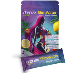 Drenax forte slimwater integratore drenante depurativo e per la circolazione gusto fragola e limone 24 stick effervescenti