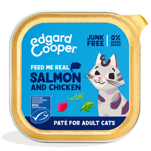 Edgard cooper cat feed me real pat? per gatti adulti gusto salmone e pollo 85 g