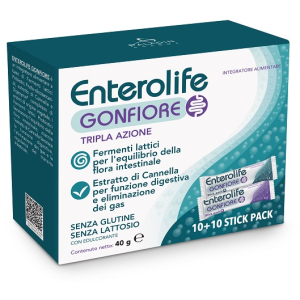 Acquista Online enterolife -  gonfiore tripla azione fermenti lattici confezione 10+10 stick e Cerca l'offerta più bassa
