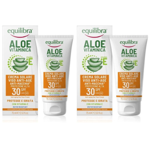 Acquista Online equilibra aloe vitaminica crema solare viso anti-age spf 30 2x75 ml e Cerca l'offerta più bassa
