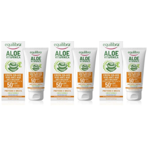 Acquista Online equilibra aloe vitaminica crema solare viso anti-age spf 50+ 3x75 ml e Cerca l'offerta più bassa