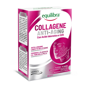 Equilibra collagene anti-aging con acido ialuronico e q10 integratore per ridurre l'aspetto delle rughe e il tono della pelle 14 stick