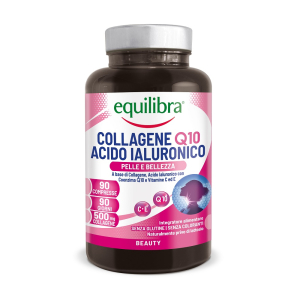 Equilibra collagene q10 acido ialuronico integratore per il benessere e bellezza della pelle 90 compresse