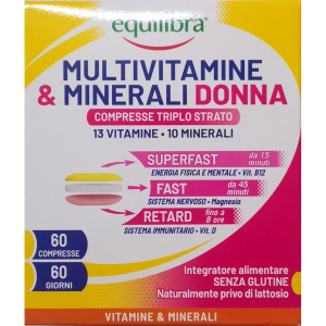 Equilibra multivitamine & minerali donna integratore di vitamine e minerali 2 astucci da 30 compresse