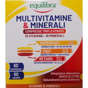 Equilibra multivitamine & minerali integratore di 13 vitamine e 10 minerali 2 astucci da 30 compresse