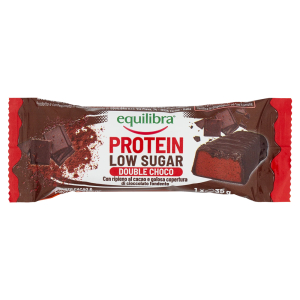 Equilibra protein low sugar double choco barretta proteica gusto cacao e cioccolato fondente 35 grammi