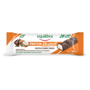 Equilibra protein pleasure cocco & dark choco barretta proteica 1 barretta da 30 g