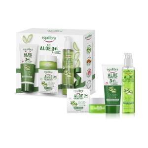 Equilibra viso kit aloe 3+ 1 aloe dermo gel 3+ dermoprotettivo plus 150 ml + 1 aloe crema viso anti rughe effetto filler 50 ml + 1 aloe gel detergente micellare viso 200 ml