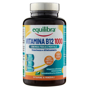 Equilibra vitamina b12 1000 integratore per energia fisica e mentale 180 compresse masticabili