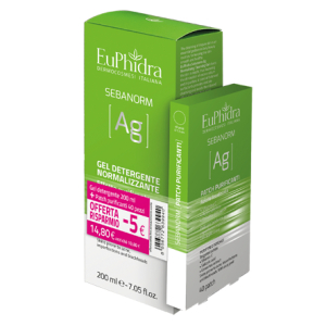 Euphidra sebanorm argento gel detergente 200 ml + 40 patch acne
