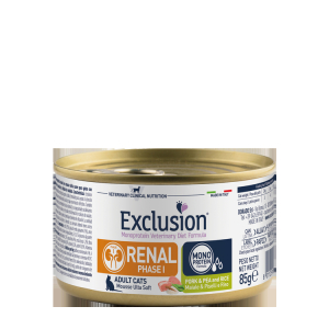 Acquista Online exclusion monoprotein veterinary diet formula renal phase i pork & pea and rice cibo umido per gatti 85g e Cerca l'offerta più bassa