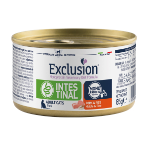 Acquista Online exclusion monoprotein veterinary diet intestinal cat pork and rice (maiale e riso) 85g e Cerca l'offerta più bassa