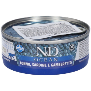 Farmina n&d ocean con tonno sardine e gamberetto wet food per gatti ad
