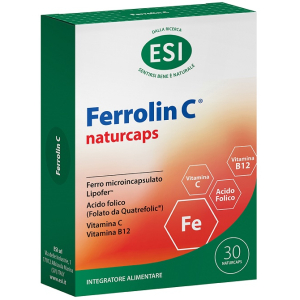 Ferrolin c integratore ferro vitamina c acido folico b12 per stanchezza - 30 capsule