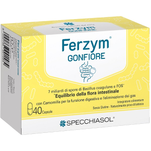 Compra Online ferzym gonfiore integratore per gonfiore addominale ed equilibrio della flora intestinale 40 capsule e Trova l'offerta più bassa