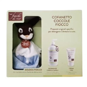 Fiocchi di riso cofanetto coccole azzurro crema viso protettiva 30 ml + detergente corpo e capelli talco non talco 400 ml