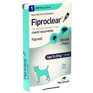 fiproclear spot-on 1 pipette 134 mg cani bugiardino cod: 104506276 