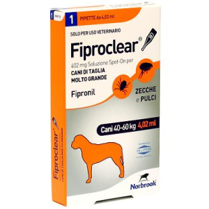 fiproclear spot-on 1 pipette 402 mg cani bugiardino cod: 104506530 