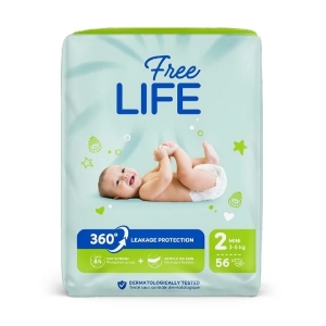Compra Online Freelife mini pannolini per bambini taglia 2 dai 3 ai 6 kg, 56 pannolini e Trova l'offerta più bassa