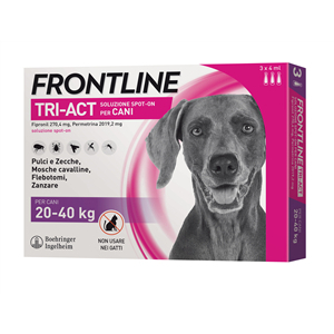 frontline tri-act 3 pipette cani da 20-40 kg bugiardino cod: 104672112 