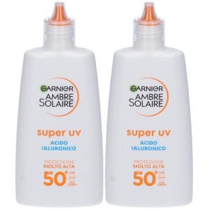 Acquista Online garnier ambre solaire super uv acido ialuronico fluido spf50+ 2x62,85 e Cerca il miglior prezzo
