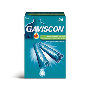 gaviscon 24 bustine 500 + 267 mg / 10 ml bugiardino cod: 024352142 