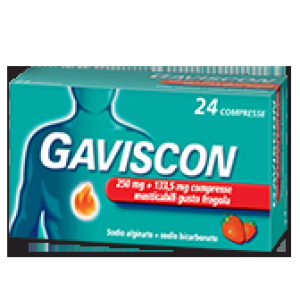 gaviscon 24 compresse aroma fragola 250 + bugiardino cod: 024352205 