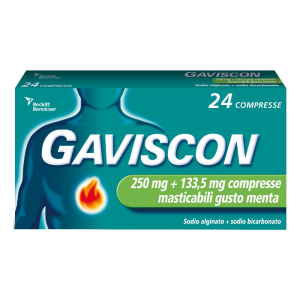 gaviscon 24 compresse aroma menta 250 + bugiardino cod: 024352167 