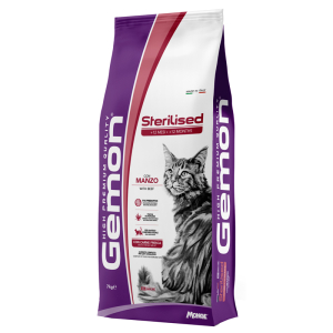 Gemon cat adult sterilised manzo cibo secco per gatti adulti sterilizzati sacco 7kg monge