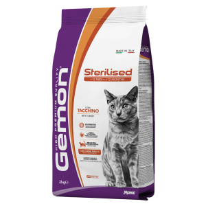 Gemon cat adult sterilised tacchino cibo secco per gatti adulti sterilizzati sacco 2kg 4684