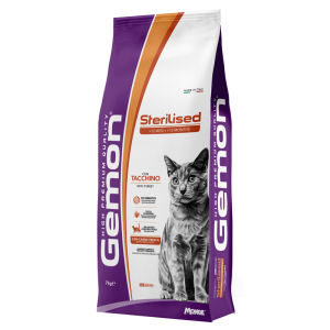 Gemon cat adult sterilised tacchino cibo secco per gatti adulti sterilizzati sacco 7kg monge
