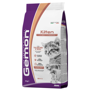Gemon kitten salmone e riso cibo secco per gattini sacco 2 kg 4684