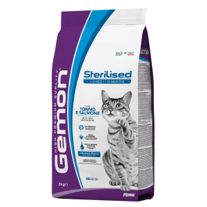 Gemon sterilised cat tonno e salmone cibo secco per gatti adulti sterilizzati sacco 2kg 4684
