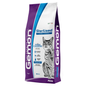 Gemon sterilised cat tonno e salmone cibo secco per gatti adulti  sterilizzati sacco 7kg 4684