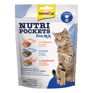 Gimborn gimcat gatto nutri pockets sea mix salmone trota gamberetti 150gr (bustina)