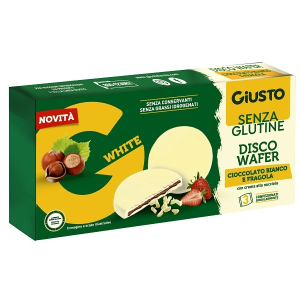 Acquista Online giusto senza glutine disco wafer cioccolato bianco e fragola 72 grammi e Cerca il miglior prezzo